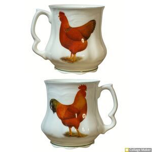 David Michael Rooster/Hen Coffee Mug Cup Staffordshire England Fine Bone China